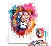 Watercolor Lionteenagers 1000 Pieces Puzzle Challenging To Complete But Fun And Humorous Enhance love between couples 38x26cm