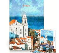 Watercolor Lisboa Adults 1000 Pieces Puzzle Reasoning Practice Easy Enjoyment Premium Edges Lovely Gift (50x75cm)