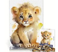 Watercolor Little Lion Puzzles for Adults 1000 Piece Reasoning Practice Peaceful Recreation Interlock Well Seasonal Gift (38x52cm)