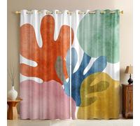 Watercolor Living Room Blackout Curtains W 55" x L 110" Abstract coral reef Eyelet Drapes Thermal Insulated Noise Reducing Room Darkening 3D Print Panels Set of 2