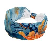 Watercolor Lobster Sea Blue Algae with Bubbles and Starfish Stretchy Headbands for Women, Non-Slip Hair Bands Fashion Sports Turban for Yoga Workout Daily Use