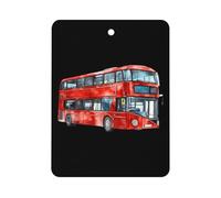 Watercolor London Bus Car Air Freshener Hanging Card 1Pack Square | for Vehicle Home Closet Dorm Square Love Rhombus Shaped Ocean Scent