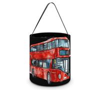 Watercolor London Bus Foldable Halloween Trick Or Treat Bags Tote Goodie Candy Bucket Gift Party Favor Supplies