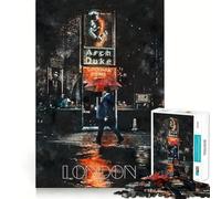 Watercolor London by Night 1000 Piece Jigsaw Puzzles Mind Challenge Toy High Precision Die Cut Amusing Challenge for Waiting Time (50x75cm)