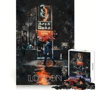 Watercolor London by Night Jigsaw Puzzles 1000 Pieces for Teenagers Improve Memory Peaceful Fun Laser Cut Heartfelt Gift (38x52cm)