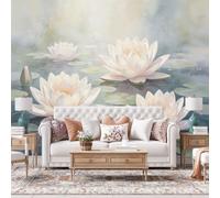 Watercolor Lotus Flower Embossed Wall Mural 150Cm(W) X106Cm(H) 3D Relief Mural Wallpaper Non-Woven Wall Stickers for Bedroom Living Room-Not Peel N' Stick Watercolor Lotus Flower 150Cm(W) X106Cm(H)