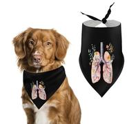 Watercolor Lungs with Flowers Cute Dog Bandana Triangle Adjustable Washable
