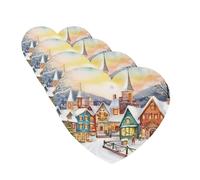 Watercolor Magic Christmas Village Car Air Fresheners Cards Set of 4 Pieces Personalized Car Fresheners Gifts for Men Women Auto Aromatherapy Tablets Hanging Scented Cards for Wardrobe Bathroom