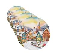 Watercolor Magic Christmas Village Car Air Fresheners Cards Set of 4 Pieces Personalized Car Fresheners Gifts for Men Women Auto Aromatherapy Tablets Hanging Scented Cards for Wardrobe Bathroom