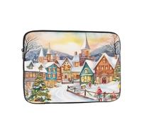 Watercolor Magic Christmas Village Laptop Bag 10 inch Business Briefcase Gifts for Men Women Water Resistant Laptop Sleeve Carry On Laptop Case Shockproof Protective Computer Bag Notebook Case
