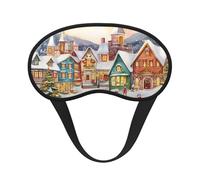 Watercolor Magic Christmas Village Sleep Mask for Women Girls Men Soft Comfortable Eye Mask with Adjustable Strap Blackout Eye Sleep Shade Cover for Travel Yoga Nap Shift Work