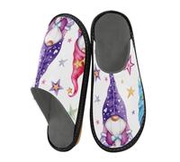 Watercolor Magic Gnomes Stars Slippers for Men Women, Christmas Womens House Slippers Indoor Slipper Socks House Shoes Bedroom Travel Shoe Use
