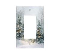 Watercolor Magical Winter Forest Pine Trees Light Switch Wall Plate Faceplate Cover Single Rocker 1 Gang Decorator Outlet Receptacle Covers for Home Kitchen Room Bathroom Decor