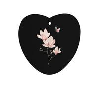 Watercolor Magnolia Flower Butterfly 1Pcs Car Air Freshener Automotive Aromatherapy Tablets Hanging Scented Cards for Room Bathroom Love form