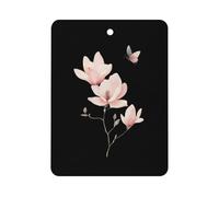 Watercolor Magnolia Flower Butterfly 1Pcs Car Air Freshener Automotive Aromatherapy Tablets Hanging Scented Cards for Room Bathroom Square