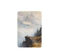 Watercolor Majestic Mountain Landscape Car Air Fresheners 4 Pcs Hanging Scented Cards Fragrance Scented Cards For Car Aromatherapy Tablets