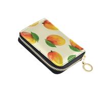 Watercolor Mango Fruits Womens Wallets Leather Credit Card Wallets RFID Blocking Small Zipper Wallet with Coin Pouch