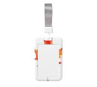 Watercolor Maple Leaf Minimalistic Sliding Id Badge Holder Hard Plastic Work Card Case Name Tag Protector for Nurses Office