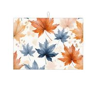 Watercolor Maple Leaves Dish Drying Mat Absorbent Draining Board Pad for Kitchen Counter Colorful Autumn Coffee Mat Dishes Drainer Protector with Hanging Loop 18 x 24 Inch