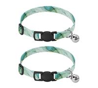Watercolor Marble Teal Small Dog Collar with Bell 2 Pack Kitten Collars Adjustable Length 10.6" to 17.1"
