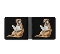 Watercolor Meerkat Reading Book Custom Bifold Wallet for Men Women