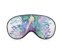 Watercolor Mermaid Eye Mask, Side Sleeping Mask Light Blindfold Sleeping Mask Nose Pad and Elastic Band for Children Women and Men