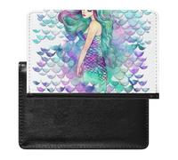 Watercolor Mermaid Passport Cover Protector Rfid Blocking Passport Holder Id Card Holder Secure Travel Wallet Organizer for Passport Tickets Credit Cards, style, One Size
