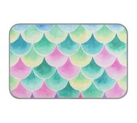 Watercolor Mermaid Scale Colorful Summer cooling mats for dogs extra Self Cooling 38" x 23" cooling matt for kittens cozy sleeping soft esterilla refrescante para perros M