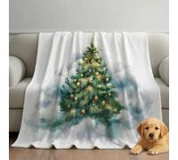Watercolor Microfiber Throw Blanket Ultra Soft White Green Soft Dreamy Christmas Tree Cozy Warm Lightweight Decorative Blanket Flannel Blanket All Season for Home Couch Bed 32in × 59in (80cm × 150cm)