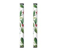 Watercolor Mistletoe 2Pcs Refrigerator Door Handle Covers, Christmas Kitchen Appliance Handle Cover for Fridge Microwave Stove Oven Dishwasher Decor