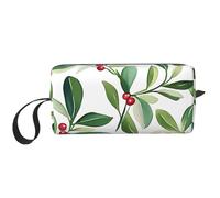 Watercolor Mistletoe Makeup Bag Water Resistant Travel Toiletry Organizer for Women Men Christmas Cosmetic Storage Pouch with Zipper Portable Small Tool Bag