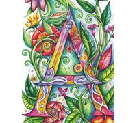 Watercolor Monogram Letter A Personalized Notebook Journal | Purple, Red & Orange Flower Garden |: 150 Pages | 8.5 x 11 | College Ruled | Glossy Background | A-6