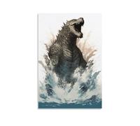 Watercolor Monster Printed Canvas Posters Retro Wild Animal Ocean Waves Wall Decor Suitable for Living Rooms Bedroom