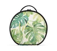 Watercolor Monstera Deliciosa Leaves Pattern Color To Lake Green and Pearl White Green Leaves Essentials Hanging Travel Toiletry Bag with adjustable dividers 11 IN