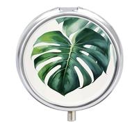 Watercolor Monstera Leaf Pill Case Travel Pill Container Mini Travel Medicine Tablet Vitamin Holder Organizer Medicine Cod Liver Oil Storage