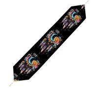 Watercolor Moon Dream Catcher Plush Table Runner Personalized Kitchen Dining Tables Decoration for Home Party Wedding 178*33cm