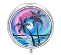 Watercolor Moonlit Seaside Pill Box Travel Pill Case for Purse Pocket