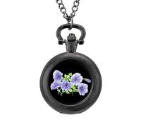 Watercolor Morning Glory Vintage Pocket Watch Alloy Pendant Watches Necklace Gift for Men Women Black-Style