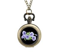 Watercolor Morning Glory Vintage Pocket Watch Alloy Pendant Watches Necklace Gift for Men Women Coppery-Style