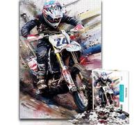 Watercolor Motorcycle 1000 Piece Jigsaw Puzzles for Teenagers,Stress Reliever Difficult Challenge Enhance Love between Couples 50x75cm
