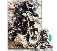 Watercolor Motorcycle 1000 Piece Jigsaw Puzzles for Teenagers,Stress Reliever Difficult Challenge Unique Home Decor And Gifts (38x26cm)