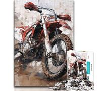 Watercolor Motorcycle Jigsaw Puzzles for Adults 1000 Piece Puzzle,Challenging To Complete But Fun And Humorous Educational Game for Birthday 38x26cm