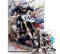 Watercolor Motorcycle Jigsaw Puzzles for Teenagers 1000 Jigsaws,Challenging Game And Family Play Wall Decoration Unique Birthday And Xmas Gifts (38x26cm)