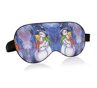 Watercolor Mr. Snowman and Mrs. Snowman Bird Snow Day Blue Eye Masks Cover Blocks Light Sleep Mask Shade Cover Blindfold Relaxing Eyeshade Cover with Adjustable Head Strap for Men Women Kids