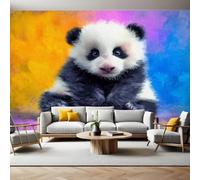Watercolor Mural Wallpaper Cute Cartoon Panda Non-Woven Art Print 390 x 260cm Wall Murals Poster Picture Design Modern Decoration for Bedrooms Living Room Children Nursery