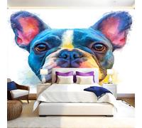 Watercolor Mural Wallpaper French Bulldog Non-Woven Art Print 390 x 260cm Wall Murals Poster Picture Design Modern Decoration for Bedrooms Living Room Children Nursery