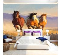 Watercolor Murals Photo Wallpaper Animal Horse Non-Woven Premium Art Print Fleece Wall Mural Poster Picture Design Modern Boy Girl Bedroom Home Decor 350 x 256cm