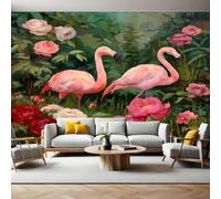 Watercolor Murals Photo Wallpaper Garden Flamingo Non-Woven Premium Art Print Fleece Wall Mural Poster Picture Design Modern Boy Girl Bedroom Home Decor 350 x 256cm