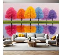 Watercolor Murals Photo Wallpaper Graffiti Tree Non-Woven Premium Art Print Fleece Wall Mural Poster Picture Design Modern Boy Girl Bedroom Home Decor 350 x 256cm