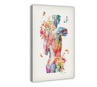Watercolor Muscular System Anatomy Art Medical Decoration 3 Canvas Poster Wall Art Decor Print Picture Paintings for Living Room Bedroom Decoration 16" L X 24" W